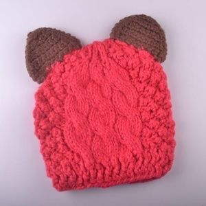 2 PCs Knit With Double Cat Ears Cute Beanie